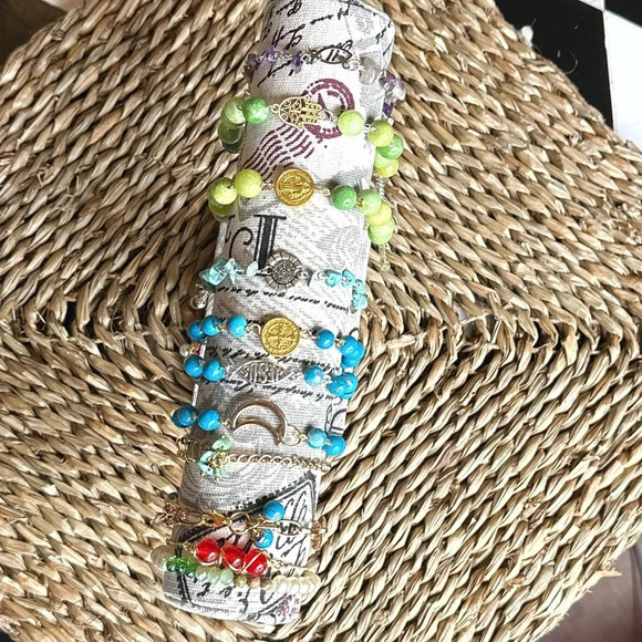 Imperial jade hamsa hand charm beaded bracelet handmade rosary link adjustable - Picture 4 of 12